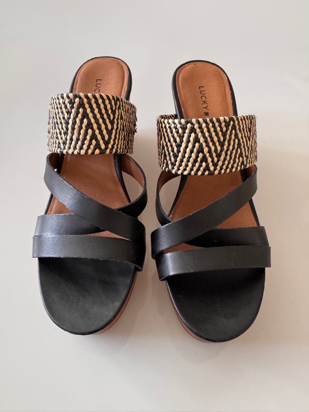 Lucky Brand Black woven boho wedge sandal - Picture 2 of 10